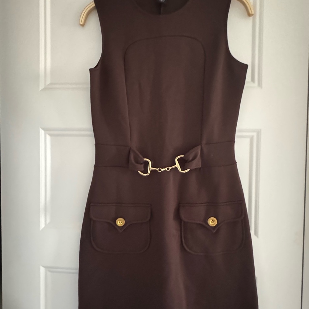 Moda International Brown Mini Dress with Gold Accents new